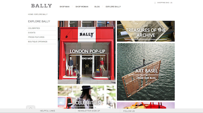 Bally Web site explore