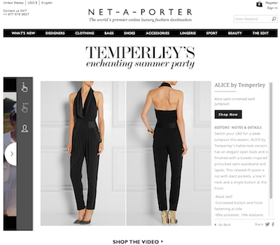 Temperley Shoppable Net-A-Porter ecommerce