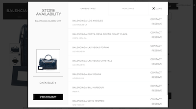 Balenciaga store availability ecommerce