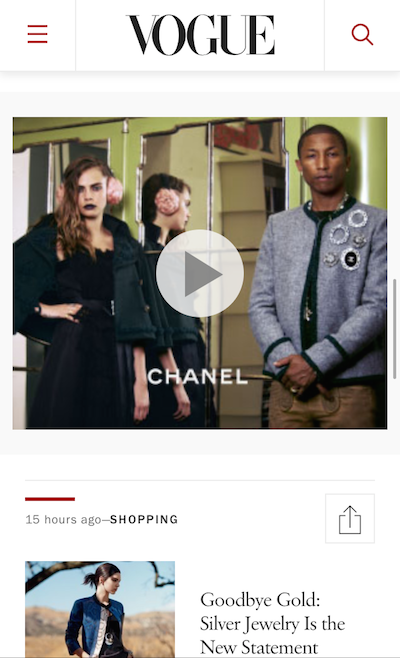 Chanel Cara mobile ad Vogue