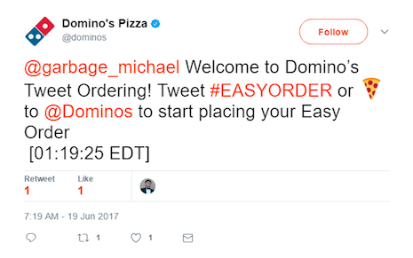 Domino's Easy Order tweet