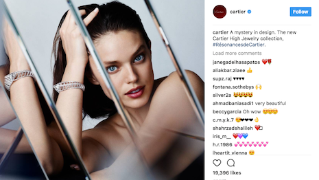 Cartier showcasing its High Jewelry collection to its 5.6 million followers on Instagram. Image credit: Cartier 