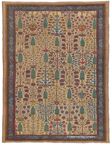 Rare Persian Bakshaish (8-2 x 10-10), woven ca. 1875, with a "Garden of Paradise" design in undyed camel hair