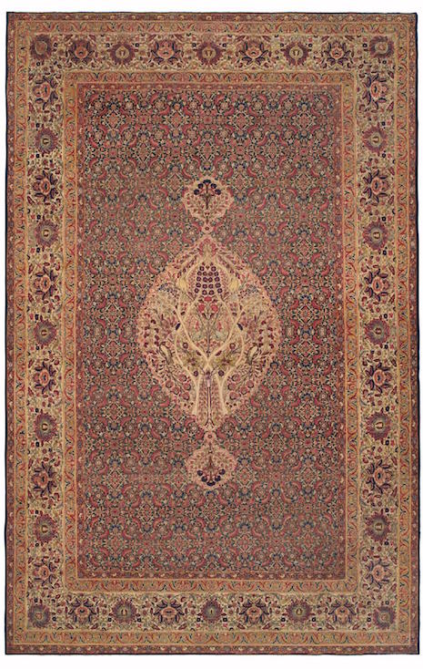 This Persian room-size Kermanshah (11-7 x 17-10) likely took a team of six weavers over three years to hand loom during the mid-19th century