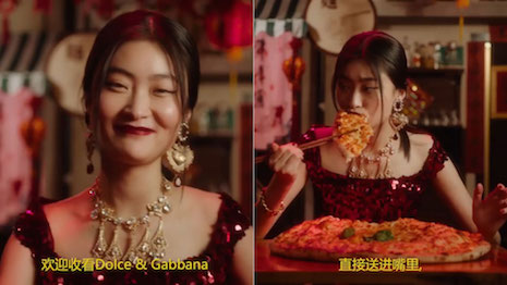 Dolce&Gabbana's China social media video campaign mocked a Chinese woman for not knowing how to use chopsticks to eat pizzas. Image credit: Dolce&Gabbana