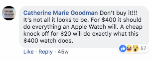 Another comment criticizing the Michael Kors "My Next" smartwatch. Image credit: Michael Kors