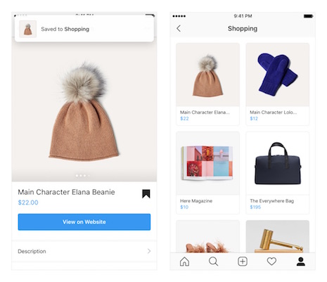 Instagram's Shopping collection feature. Image credit: Instagram