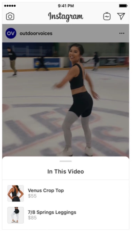 Businesses can now add product tags to video that appear in-feed. Image credit: Instagram