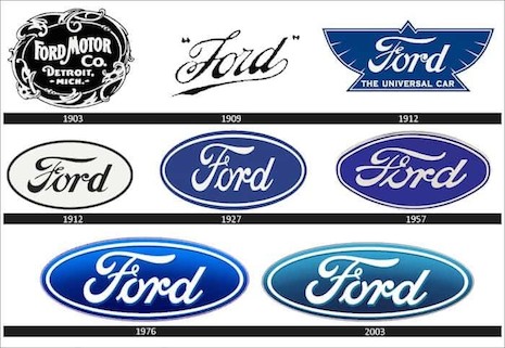 Ford's cursive script in a blue decal is recognizable from a distance. Image credit: Ford Motor Co.