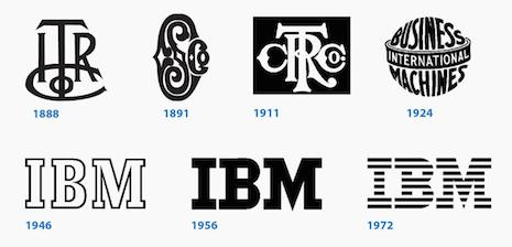 IBM's gets its stripes after several generations of logo evolution. Image credit: Quartz. Copyright IBM