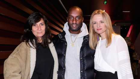 From left to right: Emmanuelle Alt, Louis Vuitton menswear designer Virgil Abloh and LVMH executive vice president Delphine Arnault at the LVMH Prize 2019 cocktail reception. Image courtesy of LVMH Prize. Photo © François Goize