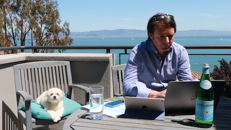 James Henderson, CEO of Exclusive Resorts, is into back-to-back video conferencing as he leads his teams from his Marin County, Northern California home