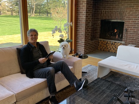 Larry Korman, president/Co-CEO of AKA Hotel Residences, works out of his Louis Kahn-designed home in Philadelphia, sending snaps of his dog to team members to boost positivity