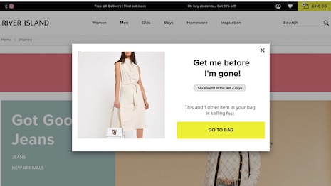 The COVID-19 lockdown has meant that digital has more say in conversion to in-store and ecommerce sales. Image courtesy of River Island, Qubit